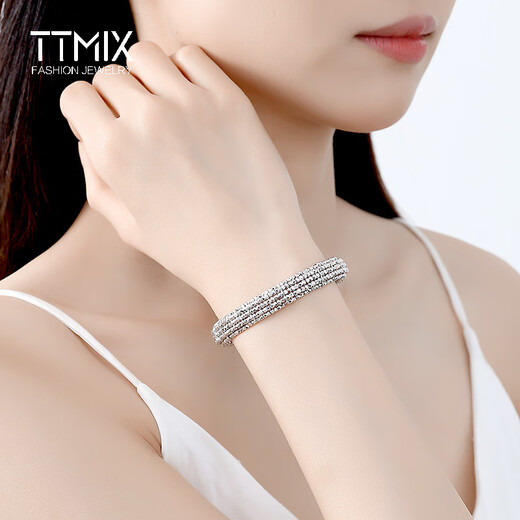 TTMIX shiny bouncy bead platinum bracelet fashionable temperament pt950 women's oval platinum bracelet large version 37.1-37.3g width 12.2mm