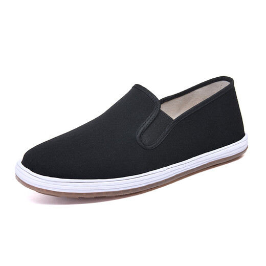Old Beijing cloth shoes, comfortable, breathable, soft-soled men's shoes, casual, lightweight, versatile, fashionable, authentic handmade cloth, dark night black D-2 39 (245mm) simple and elegant