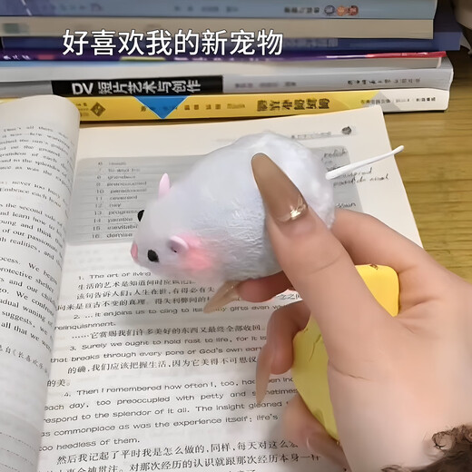 语森忆仿真老鼠电动玩具遥控动物逗猫创意恶作剧整蛊道具小仓鼠解 遥控毛绒老鼠-白色