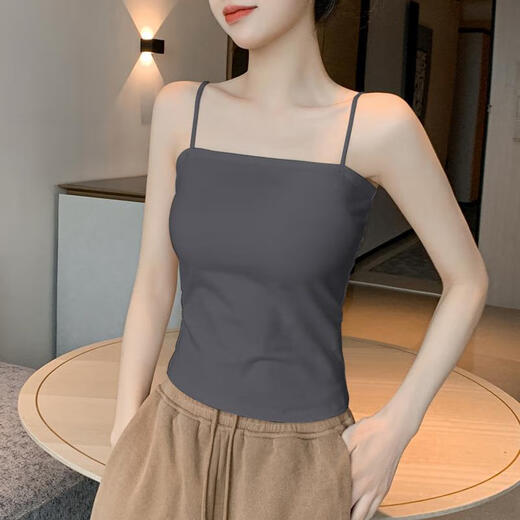 浪莎黑色吊带背心女2025新款外穿美背一体夏季内搭带胸垫抹胸打底 黑色 均码 (80斤-135斤)