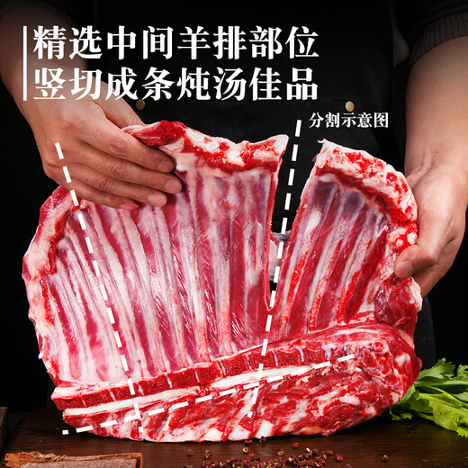 Hubeilun Inner Mongolia Tan Sheep original cut lamb chops net weight 4Jin Jin is equal to 0.5 kg strips whole row cut hand-caught mutton barbecue hot pot ingredients