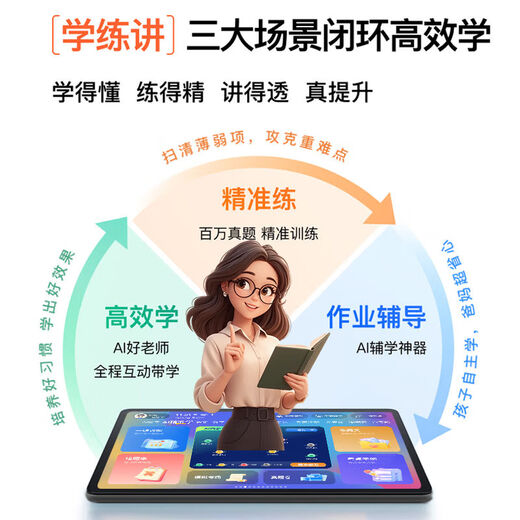 Dr. Alpha 5G learning machine tablet PC full network call primary school first grade to junior high school full subject synchronized course English reading online class tutoring composition homework correction and search questions Xingyao Silver 12GB running 12-inch 2.5K eye protection paper screen 16GB+1024GB