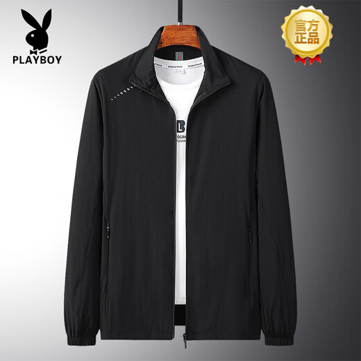 花花公子（PLAYBOY）中老年春夏季薄款外套冰丝防晒衣服春男士休闲中年爸爸夹克风衣 829中灰 L 【建议80-105斤】