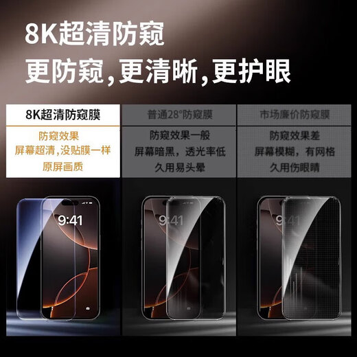 First Guard DIVI value-for-money 2-piece pack, suitable for Apple 13 tempered film, iPhone 14/13pro/16e mobile phone film, 360-degree anti-peep film, anti-fall, anti-fingerprint, anti-peeping, privacy protection