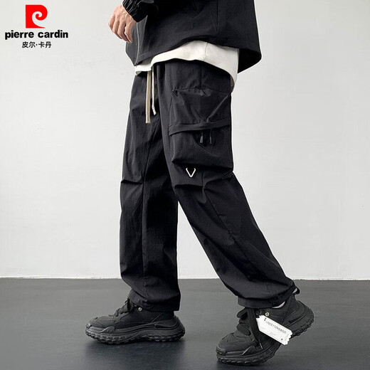皮尔卡丹（pierre cardin）多口袋工装裤男2025春秋新款宽松直筒阔腿长裤青少年潮流休闲裤子 K9928军绿色 S 【90-100斤】