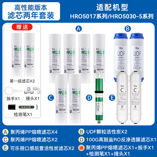 乐博维滤芯适配海尔净水器滤芯HRO5011/HRO5010A-5A;活性炭反渗透 适配海尔HRO5030-5A滤芯 【陶氏膜】全套滤芯