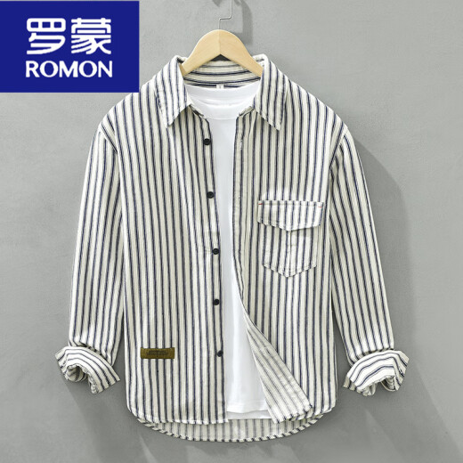Romon Camisa a rayas de manga larga para niños Camisa de algodón casual para la primavera y otoño Nuevo moderno y de moda