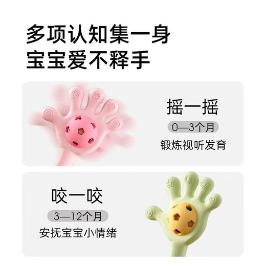 Qiaran Japanese baby teether oral period 0-6 months silicone small mushroom baby anti-eating hand artifact bite toy nano color comes with storage box