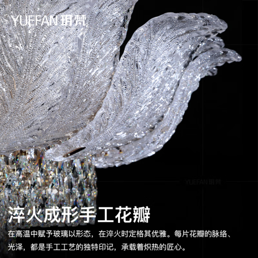 
Yuefan YUEFAN Light Luxury Crystal Ceiling Light 2025 New Bedroom Room Main Light High-end Villa Hotel K9 Crystal 144W 20 Applicable 12240lm 60cm