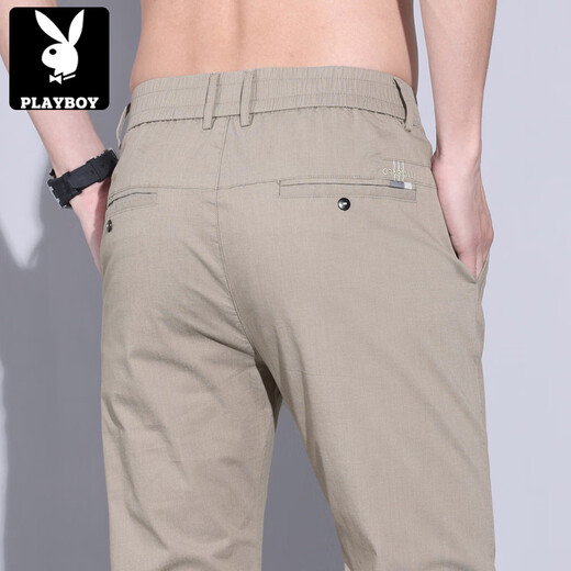 Playboy (Playboy) Sommer Dünne Männer lässige Hosen loser gerades koreanischer Stil elastischer High-End Light Business Hosen vielseitige trendige Hose 838 Schwarz und Grau 32 (Empfohlen 130-140jin [Jin gleich 0,5 kg]))