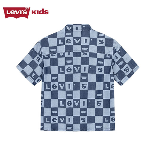 Levi s store same style Levi's children's shirt new full print short-sleeved stand collar jacket Milestone Blue 110/52 Recommended height 98-104cm