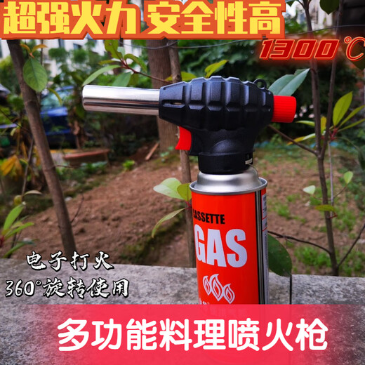 Ni Zhier customized cassette gas tank spray gun singeing flame baking high temperature portable multi-functional blowtorch flamethrower flame gun spray gun + gas tank *1_can be inverted