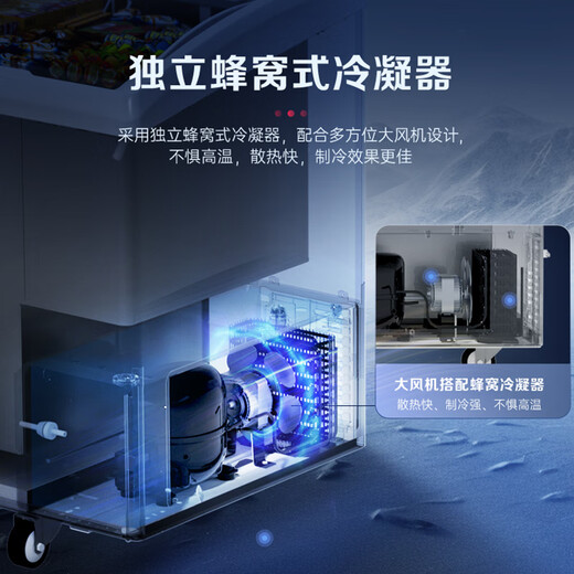 AUCMA 280-liter large-capacity glass door ice cream cabinet, deep-freezer, commercial horizontal curved display cabinet, supermarket convenience store ice cream freezer, first-class energy efficiency SD-280