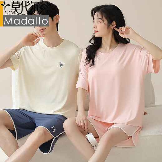 
Modal couple pajamas men summer modal women with chest pad short sleeve shorts men summer cool casual home clothes 01N15806 women 01N15606 men M women-