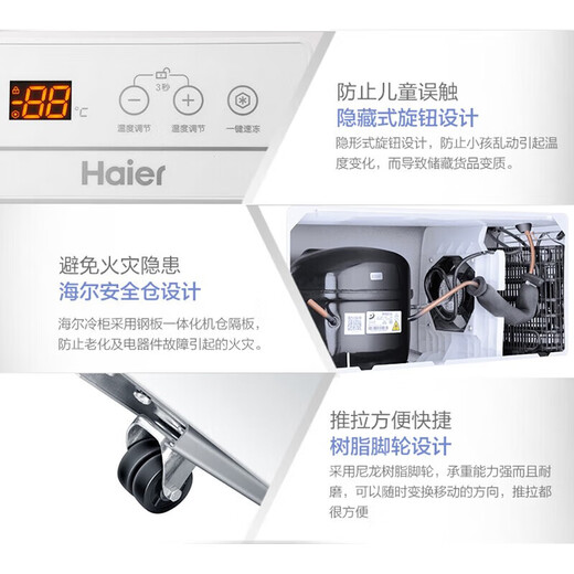 海尔（Haier）冰柜卧式商用大冰柜大容量大冷冻超低温双开门海鲜速冻冰柜 纯白 829L BC/BD-829HEZ