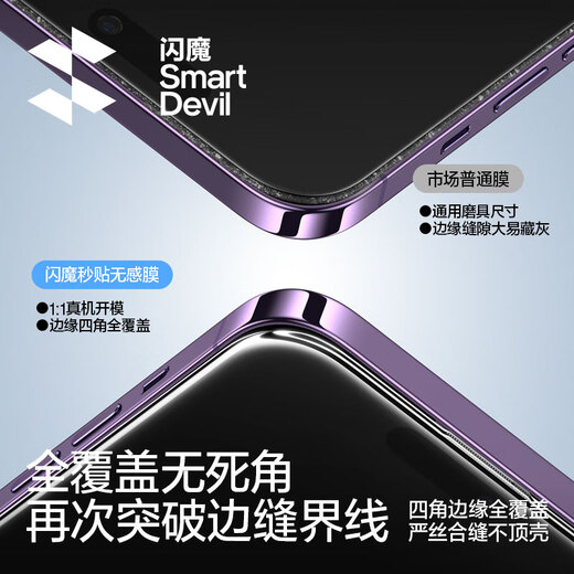 闪魔适用苹果14pro钢化膜iphone14pro手机膜高清防爆防摔抗指纹顺滑手感听筒防尘2片装