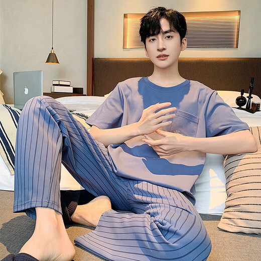Hanrui Sommer-Herren-Pyjamas dünne kurzärmelige Hosen Anzug Großgröße lässige Heimkleidung kann außerhalb von H3923 180 xl getragen werden