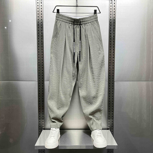 POUM2025 spring and summer new pants for men's thin breathable drooping casual pants straight spring and autumn pleated Harem radish pants JJFS-K275 brown XL
