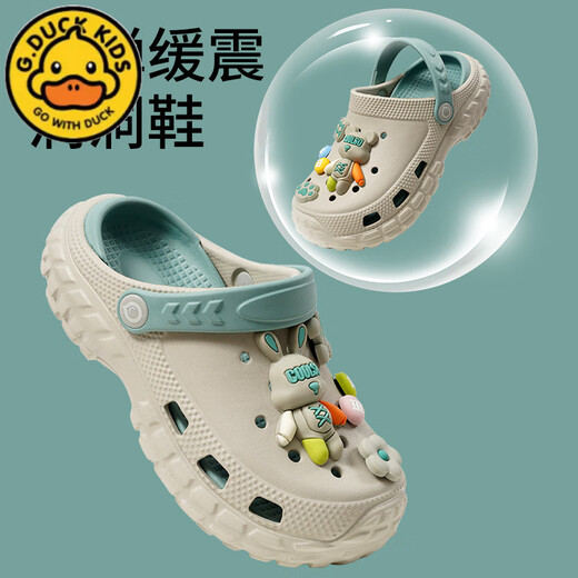 G.DUCKKIDS children's sandals for summer new style for boys and girls cartoon slim touching and anti-slip hole shoes for children's casual beach slippers gray 28