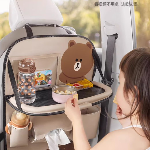 骉祥德国品质车载椅背收纳挂袋汽车座椅后背小桌板车后座后排置物架e 布朗置物袋【升级款+短款】