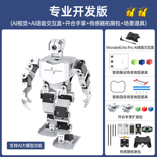 幻尔 树莓派5/4B仿生人形机器人TonyPi智能AI大模型视觉识别抓取语音交互Python编程具身智能机器人 专业开发版 树莓派4B/8G