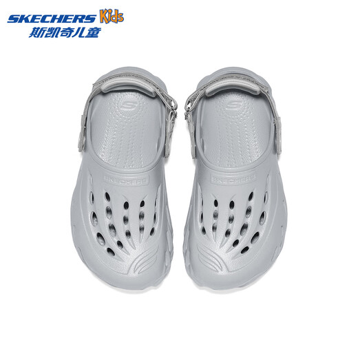 Skechers斯凯奇儿童泡泡鞋男童疏水轻便沙滩洞洞鞋夏季中大童凉鞋406645L 浅灰色/LTGY 37