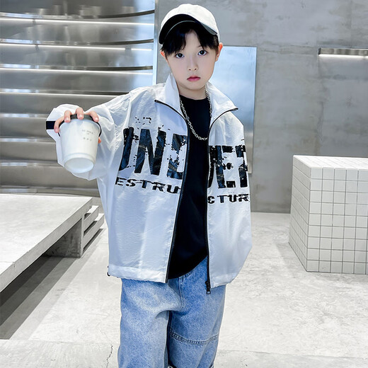 G.DUCKIDS children's clothing boys' sun protection clothing summer jacket 2025 new children's summer medium and large children's thin sun protection clothing summer style trendy gray 160 cm