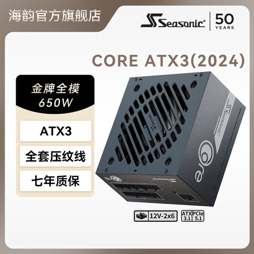 Haiyun Neues ATX3 (2024) Haiyun Netzteil FOCUS GX1000 850 750ATX3 Goldmedaille Vollmodell Vollständiger japanischer Kondensator Geprägte Linie Native 12V-2 6 Unterstützung 5090 Neues Produkt CORE GX650 ATX3