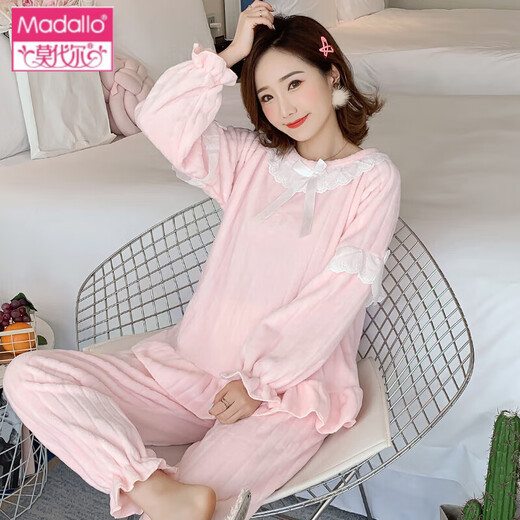 
Modal coral velvet pajamas for women in winter thickened velvet cute suit flannel princess style women's home clothes autumn and winter XT-9923# M