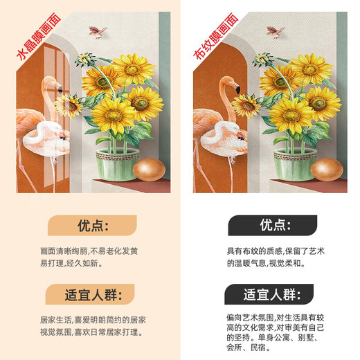 OUOETY Mo Xiaoxie Sunflower Entrance Decoration Painting Small Fresh Entrance Hall Fantasy Wall Mural Painting Nordic Style Living Room Aisle Mo Xiaoxie 2694 40*60cm Crystal Film Single Couplet Black Border