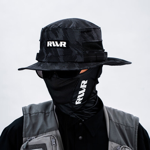 RVVR fisherman hat, mesh cap, topless fishing hat, breathable lure hat, lightweight sunshade baseball cap, quick-drying outdoor travel, 25 styles, RC9727 fisherman hat, black camouflage, one size fits all