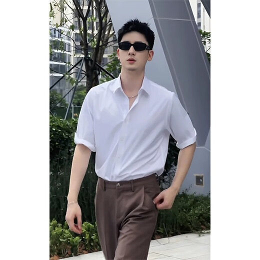 
Digada ice silk short-sleeved shirt men mature and steady men's clothing British yuppie light-climbed style five-point sleeve shirt handsome jacket CSP-C975 black XL