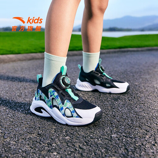 ANTA Children's Sandals Men's and Women's Big Children's Shoes 2025 Summer New Overbearing Frame Shoes Sports Shoes Baotou Beach Sandals Boys Black/Ruoye Green-4 40