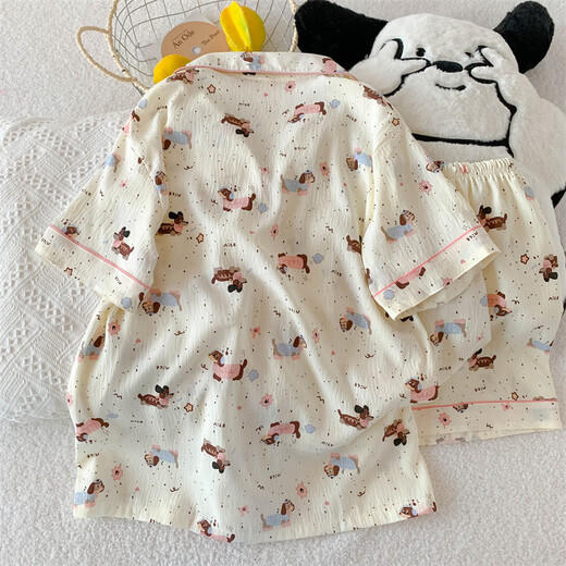 睡衣女夏季短袖云朵棉夏天女士2025年新款学生可爱卡通家居服套装 QDMBE683 L (165) 建议体重110斤以内