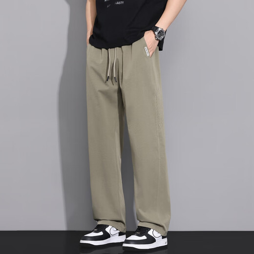 Chen Tang Hosen Herren Sommereis Seiden losen lässigen Hosen Männer lässige Hosen Männer Straight Hosen atmungsaktuelle große Hosen Arbeit Hosen CJ6636 Militärgrün 3xl