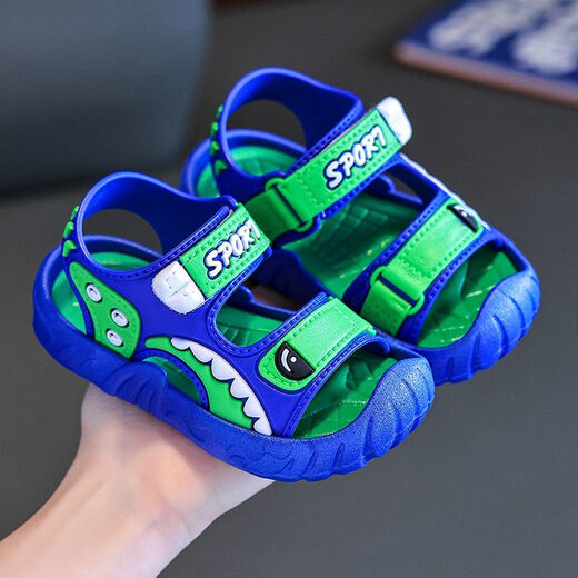 Remtin colorful summer fun boys' sandals 2025 summer Korean style student soft bottom beach shoes for small and medium-sized children baby boys' shoes gray 23 inner length 14.5 cm