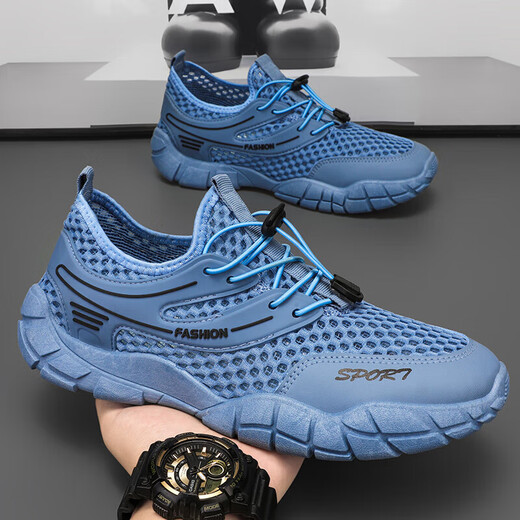 
New summer sandals breathable hollow anti-slip beach hole shoes teenagers sports and casual shoes thin mesh shoes RF-K739 blue 41