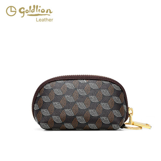 金利来（Goldlion）【新品】时尚印花手拿包女2025新款零钱包短款钱士迷你钥匙包潮 啡色