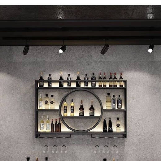 咏幻吧台酒柜墙上壁挂式酒架酒柜小型客厅酒吧餐厅悬浮挂壁柜 N25-金色12158