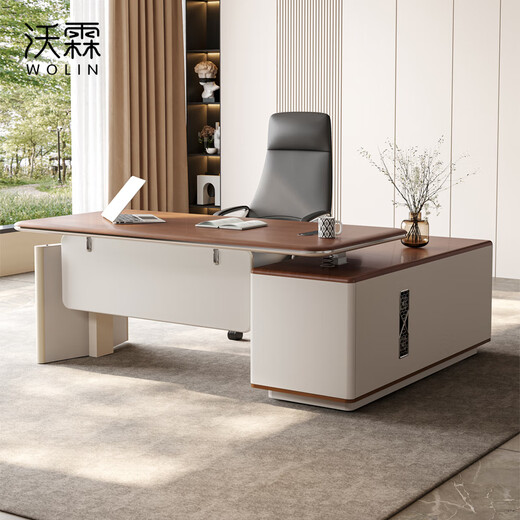 Wolin E0 class electric lift desk boss desk office modern simple smart adjustable manager desk chair 2.0 meter table dual motor + 2.6 meter filing cabinet