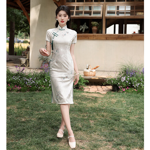 皮尔卡丹（pierre cardin）小个子旗袍2025新款夏季新中式连衣裙年轻款少女改良绝美女装日常 YS-7036 S