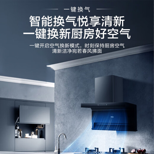 海尔油烟机家用烟灶套装25m³大吸力顶侧双吸抽油烟机燃气灶7字型速吸脱排油烟机自清洁723 CXW-358-EC723