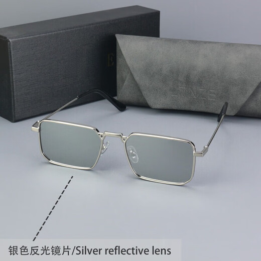 Metal frame square sunglasses men's sunglasses UV anti-small glasses legs simple and fashionable golden full frame European and American black gold frame black gray lens