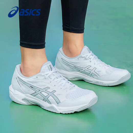 Asics badminton shoes for men and women professional stable wear-resistant sports shoes breathable training shoes GEL-ROCKET 11 white/grey 38