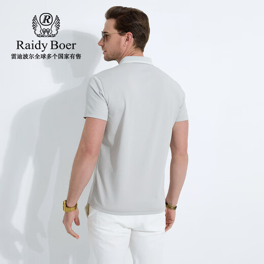 
Raidy Boer/Ridy Boer [Mulberry Silk Old Qianfeng] 2025 Summer Men's Short Sleeve POLO Shirt 7031 Gray XL /180/52