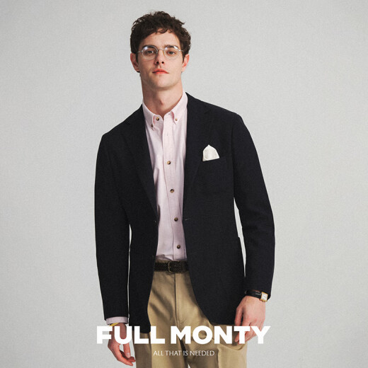 FULL MONTY【新品】西装外套男士藏青色羊毛针织无结构西装春夏商务休闲单西 藏青色20053 48