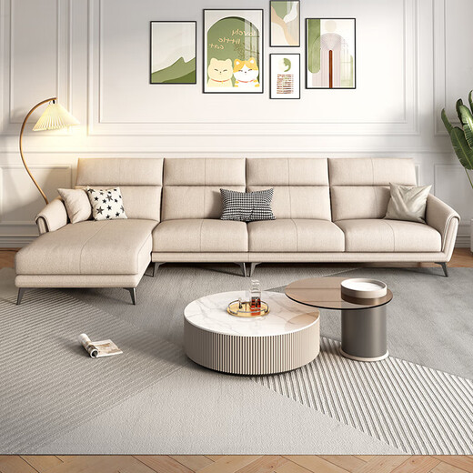 Disney fabric sofa Italian light luxury cotton and linen small apartments in a straight row multi-person combination soft package living room furniture Y753# more than 2.8 meters [Cotton and linen] down + sponge