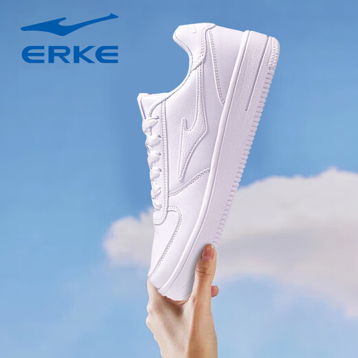 Hongxing Erke Women's Shoes White Black Versatile Sneakers Thick Sole 2025 New Air Force One Light Casual Sports Shoes Winter White Shoes True White (Versatile and Lightweight) 36 Official Straight