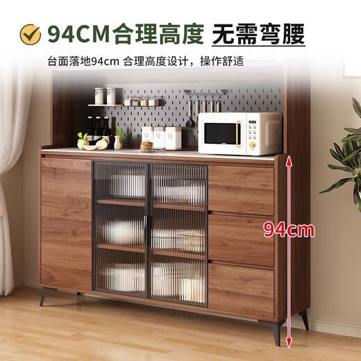 
Chivas [1098 people collect] Solid wood sideboard integrated against the wall Nordic modern living room wine cabinet tea cabinet multi-functional walnut color + glass door [thickened solid wood ecological board] 0.8 meters two-door model