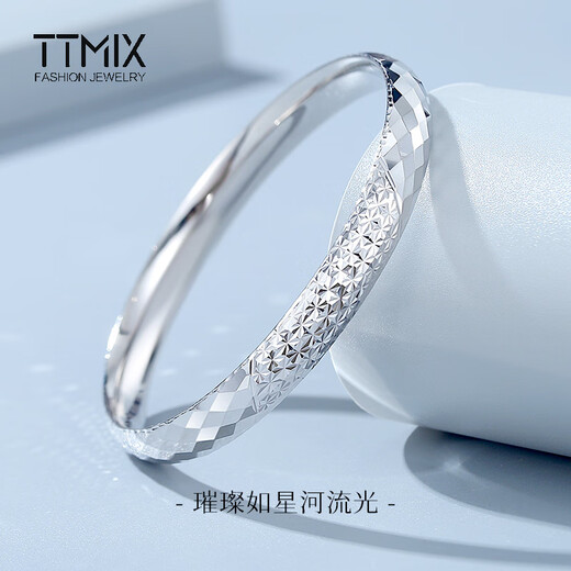 TTMIX women's pt950 platinum bracelet with temperament, rhombus-shaped platinum bracelet, birthday gift, 58mm, weight 28.76g, width 7.7mm